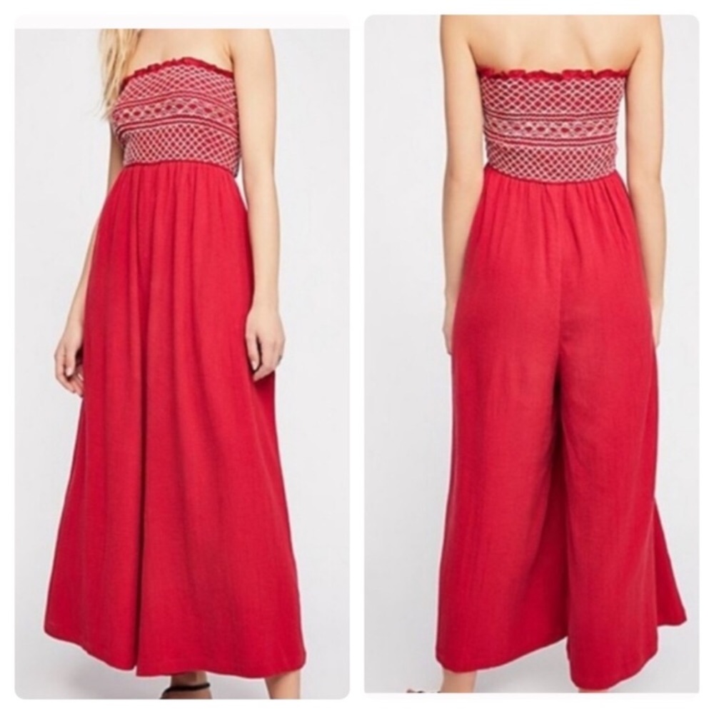Free People Carmen Red Jumpsuit